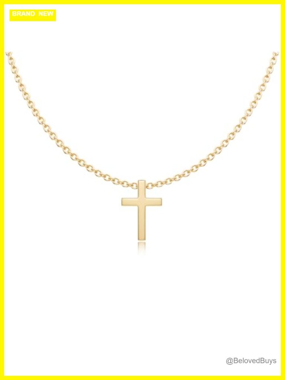 14K Gold Plated Dainty Small Cross Necklace Adjustable Cable Chain